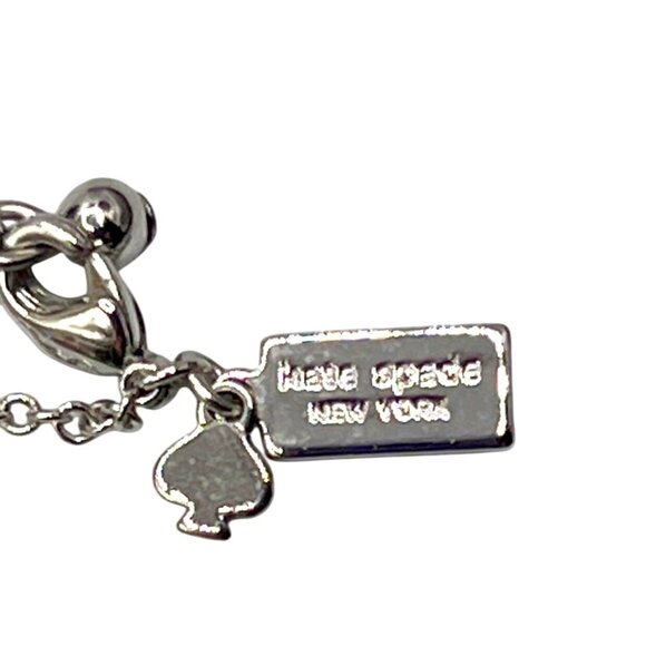 Kate Spade New York Silver-Tone Crystal Pendant Necklace With Chain & Pouch - Picture 8 of 9